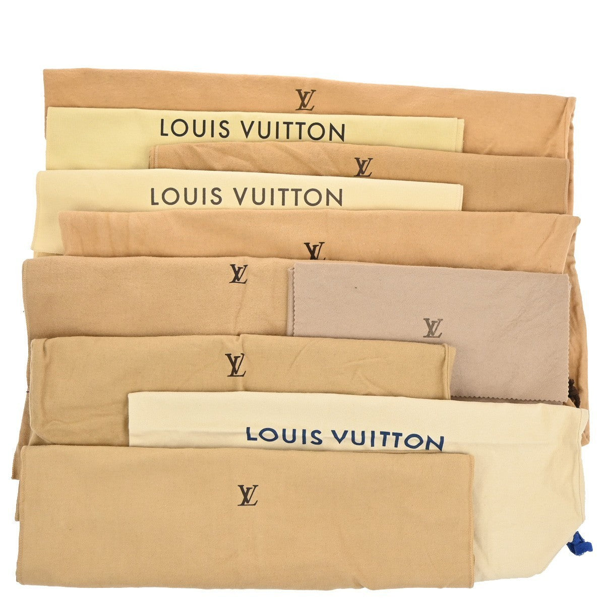 LOUIS VUITTON Logo 10 Set Dust Bag Drawstring Canvas Cotton Beige Brown 03KP134