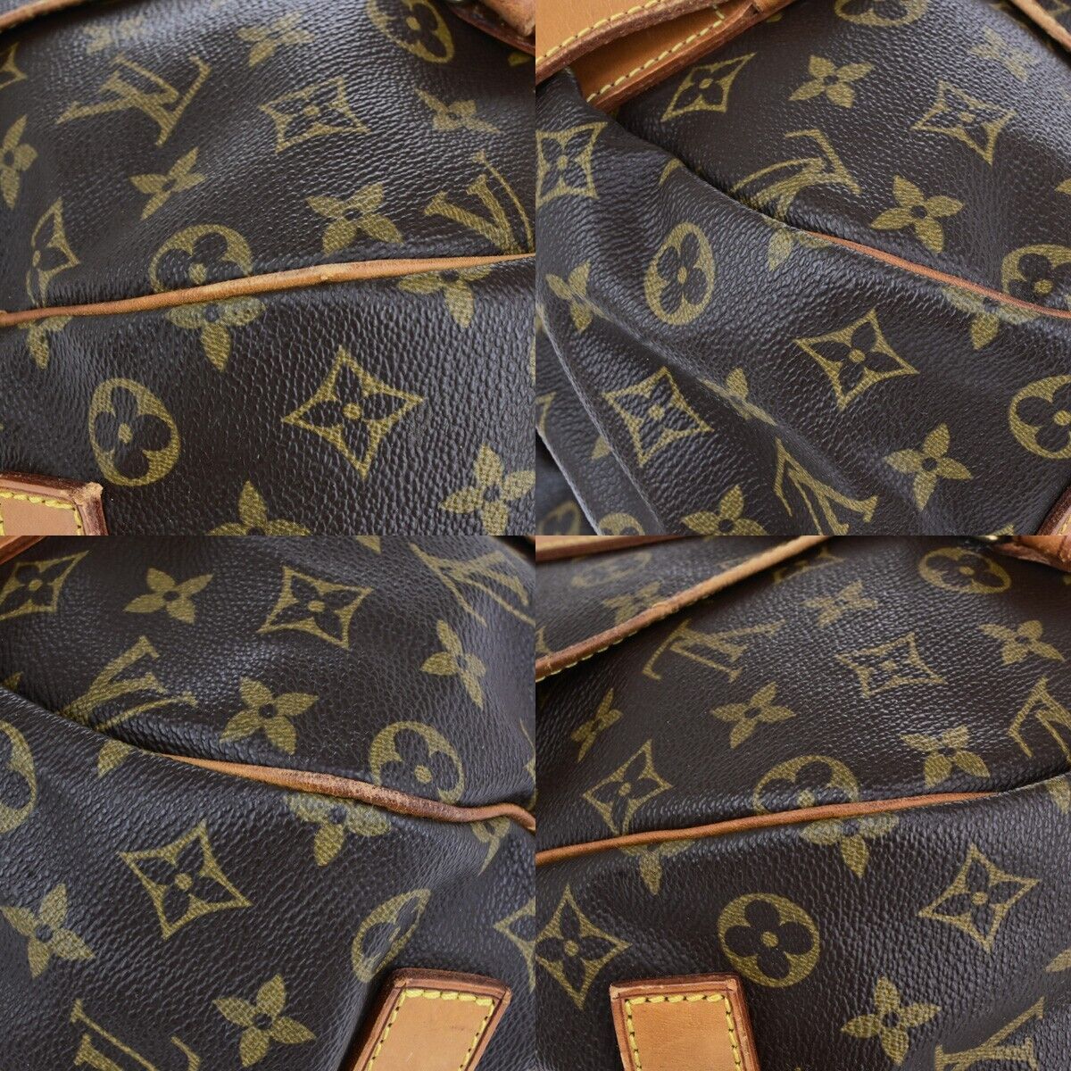 LOUIS VUITTON Logo Saumur 43 Shoulder Bag Monogram Leather Brown M42252 31ED337