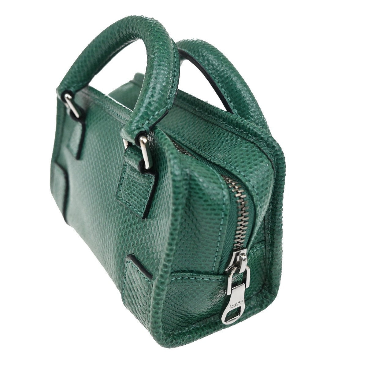 LOEWE Logo Micro Shoulder Bag Embossing Leather Green SHW Spain 98RL620