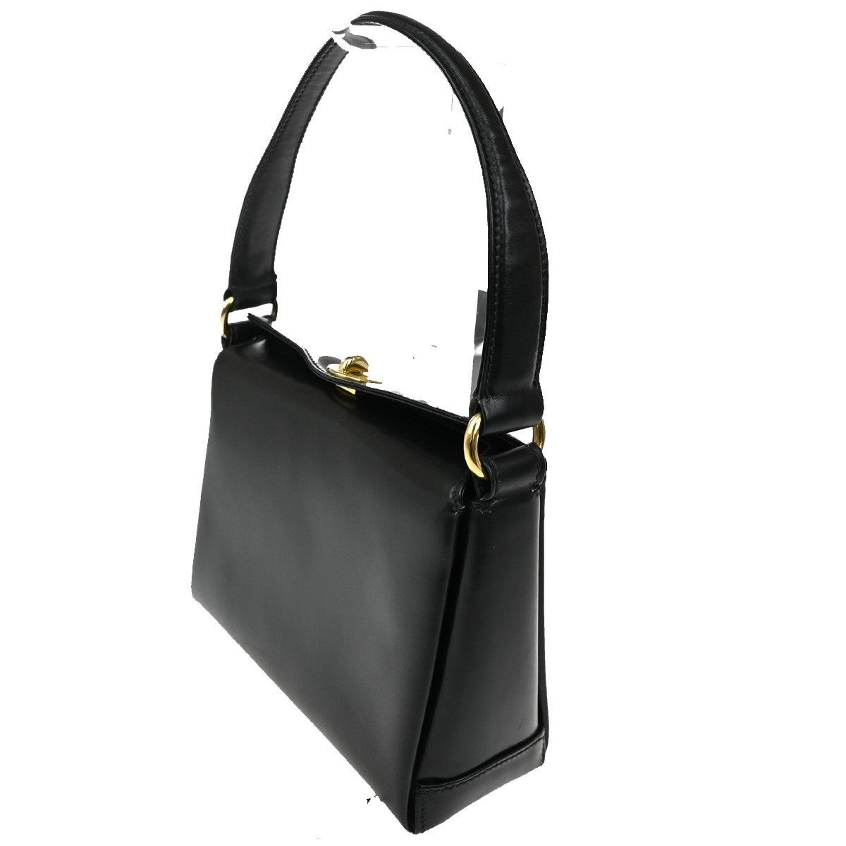 GUCCI Top Handle Hand Bag Leather Black GHW Italy 85TA438