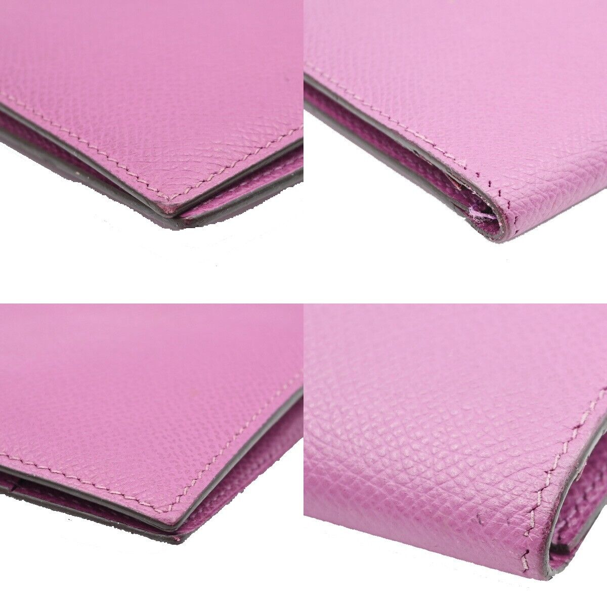 HERMES Logos Bearn Long Bifold Wallet Purse ▢I Veau Epsom Leather Purple 81RJ834