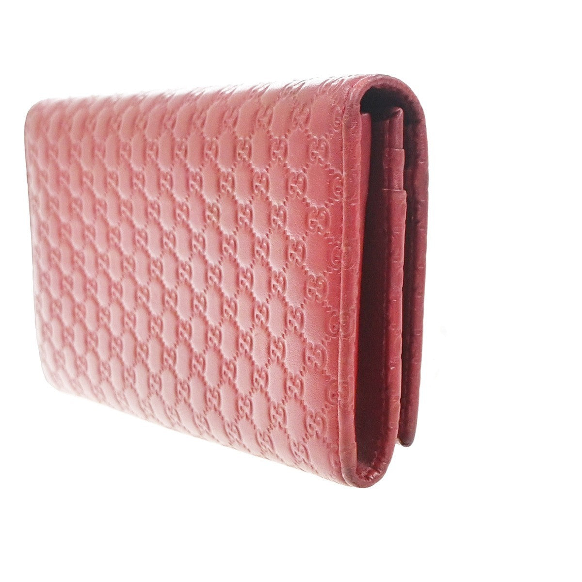 GUCCI Micro Guccissima GG Pattern Bifold Long Wallet Leather Red Italy 31KC718