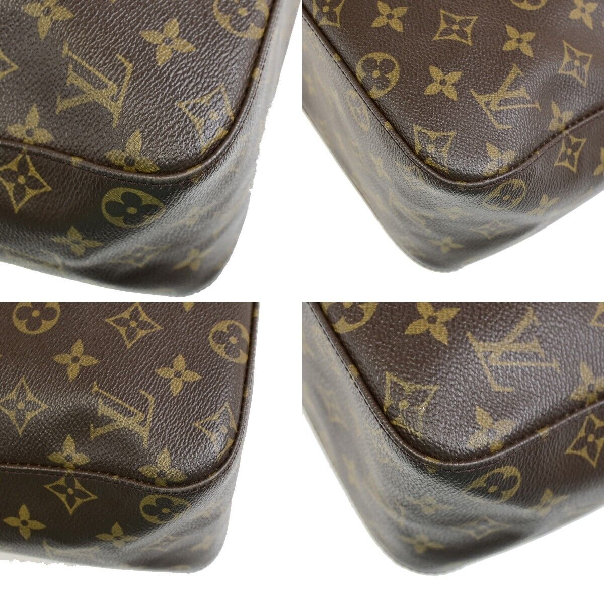 LOUIS VUITTON Logo Looping GM Shoulder Bag Monogram Leather Brown M51145 14EE098