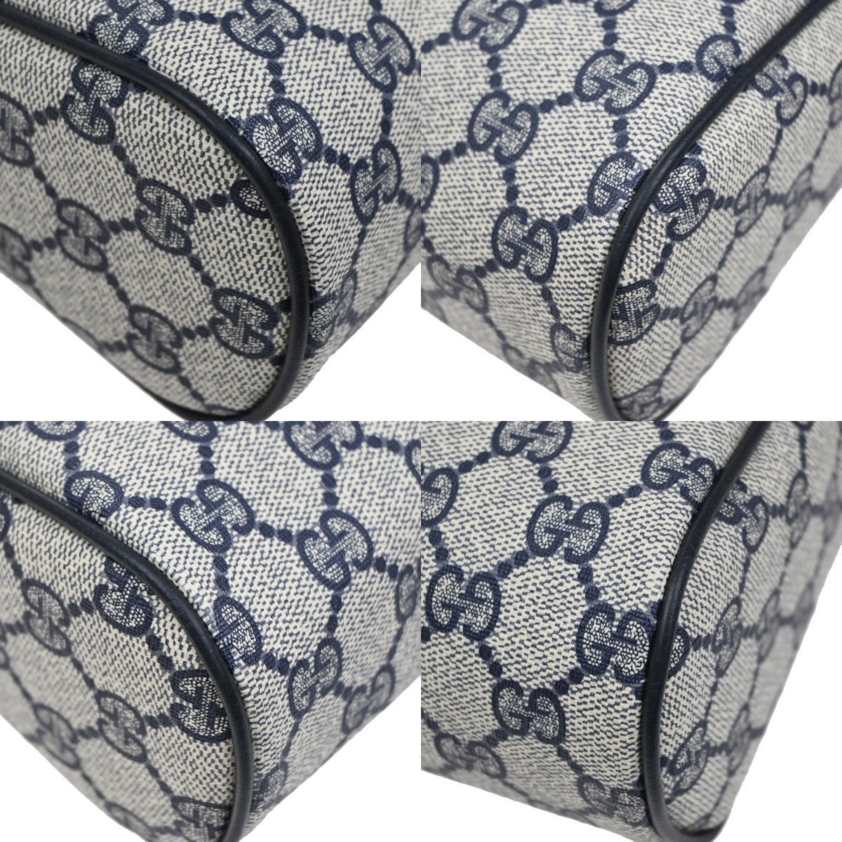 GUCCI Sherry GG Pattern Clutch Hand Bag PVC Leather Navy Blue GHW Italy 68MA570