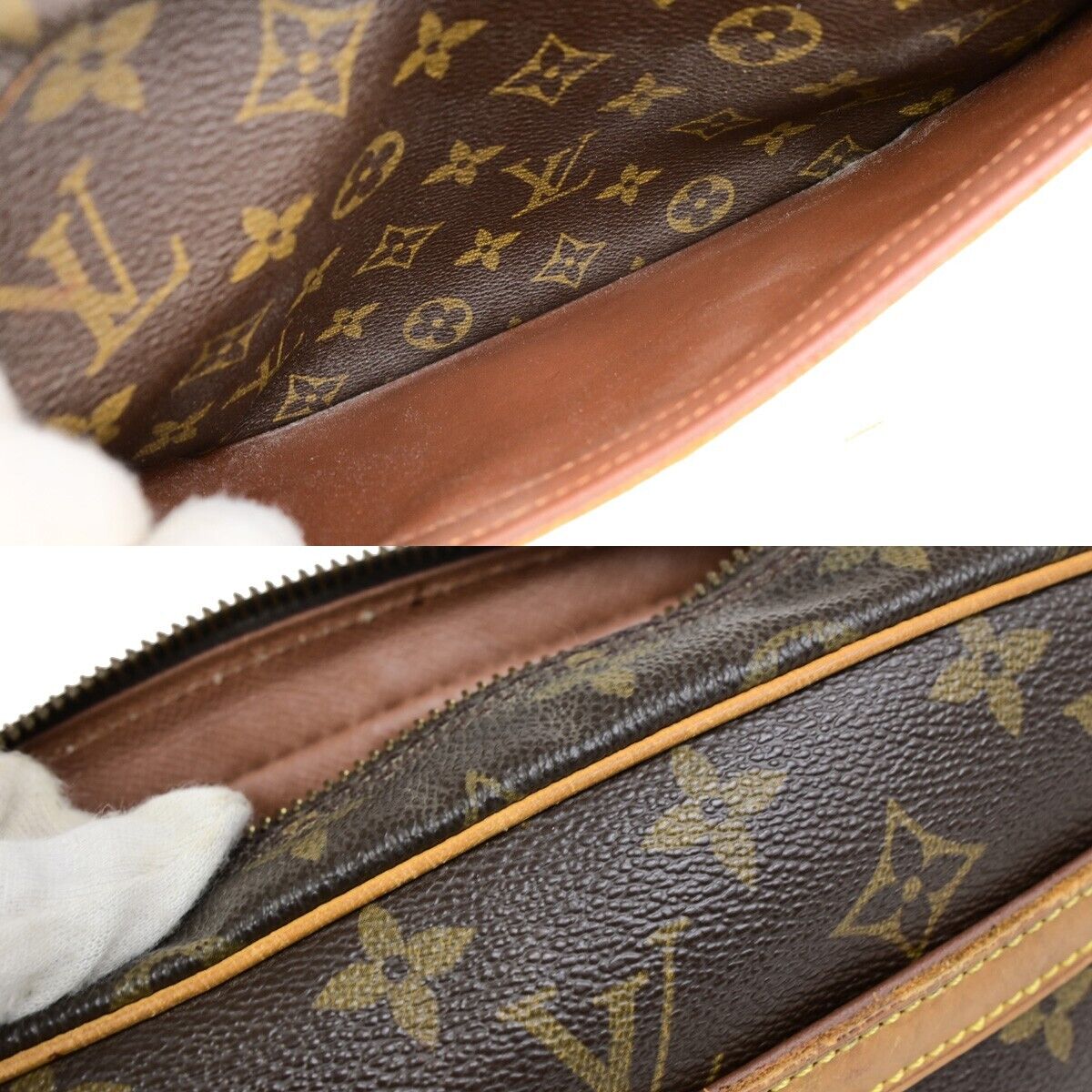 LOUIS VUITTON Jeune Fille MM Shoulder Bag Monogram Leather Brown  M51226 32ED038