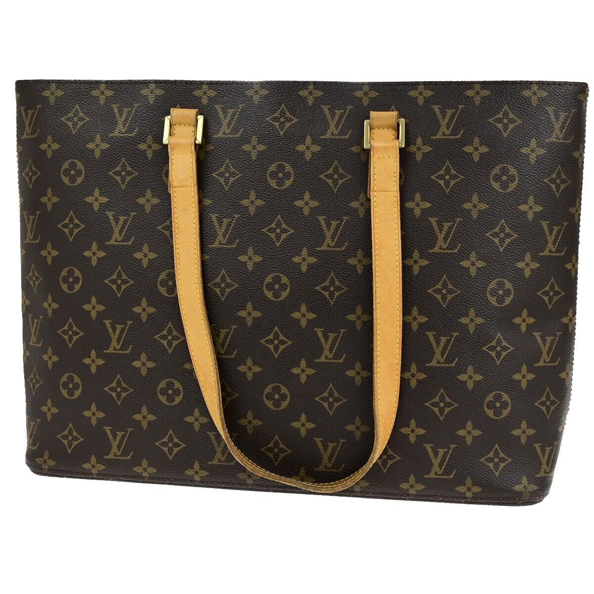 LOUIS VUITTON Logo Luco Shoulder Tote Bag Monogram Leather Brown M51155 84ED409