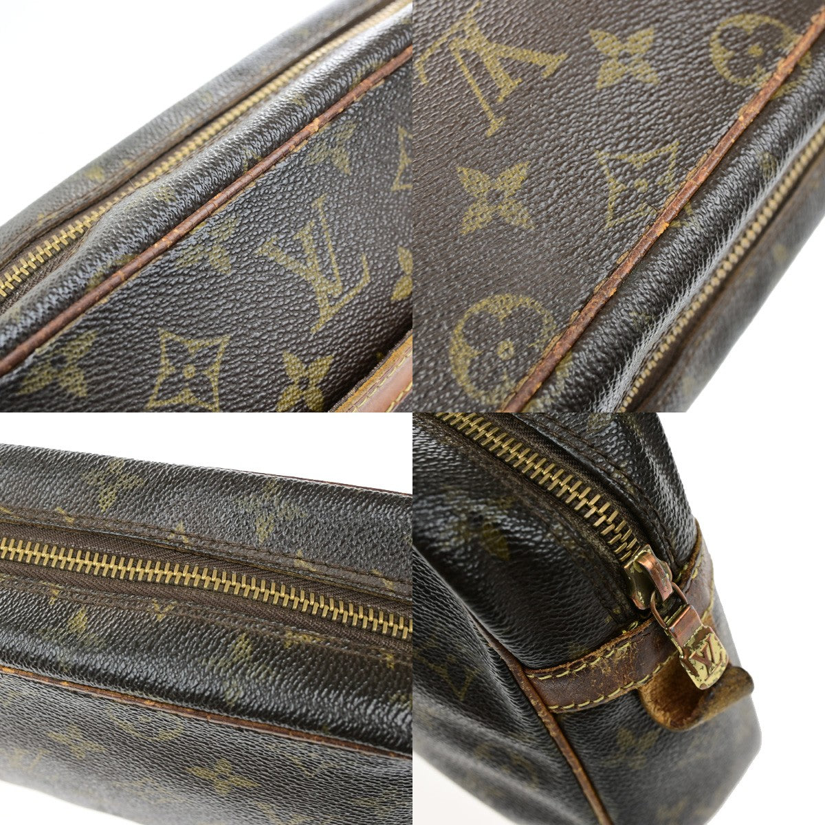 LOUIS VUITTON Compiegne 28 Clutch Hand Bag Monogram Leather Brown M51845 02YH074