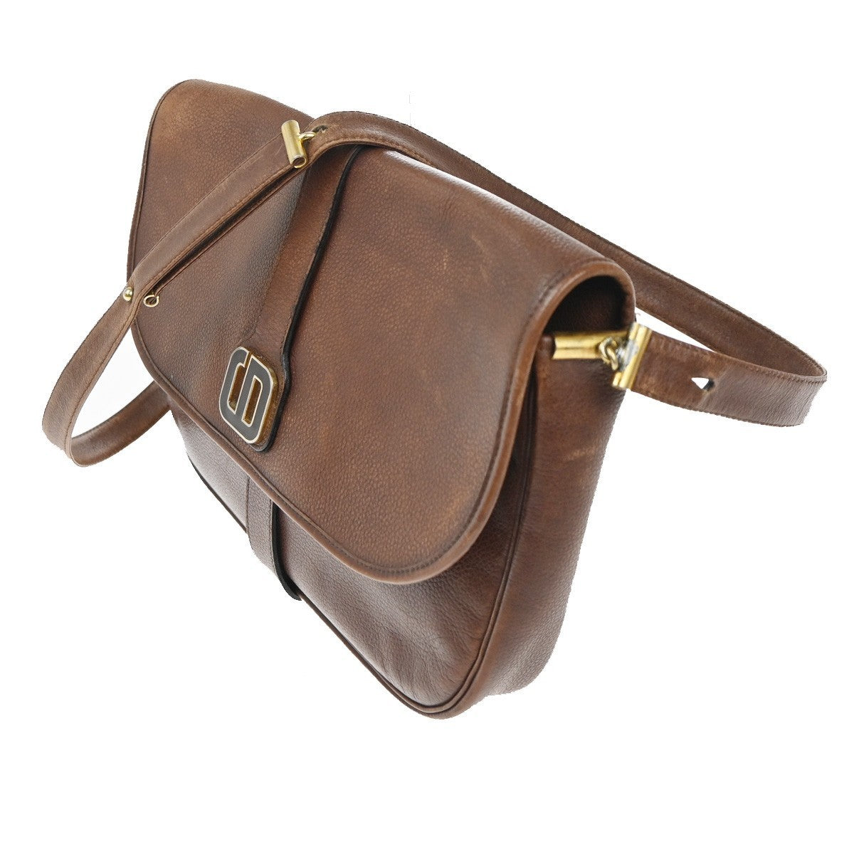 CHRISTIAN DIOR Crossbody Shoulder Bag Leather Brown GHW France 05KC538