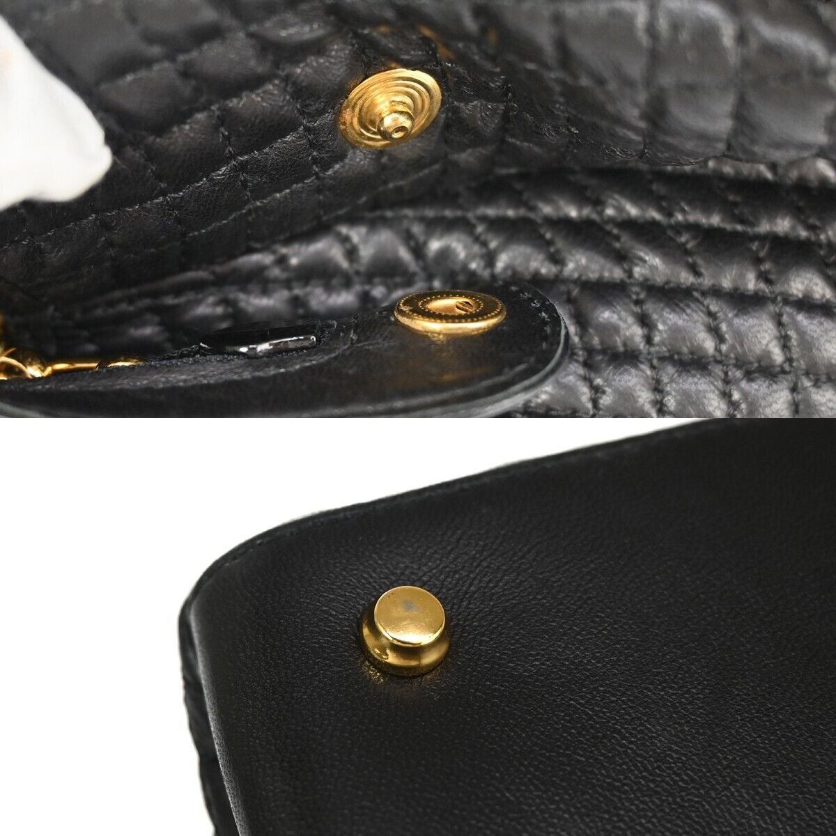 BALLY B Logo Fringe Tassel Shoulder Hand Bag Leather Black Gold-Plated 02EA083