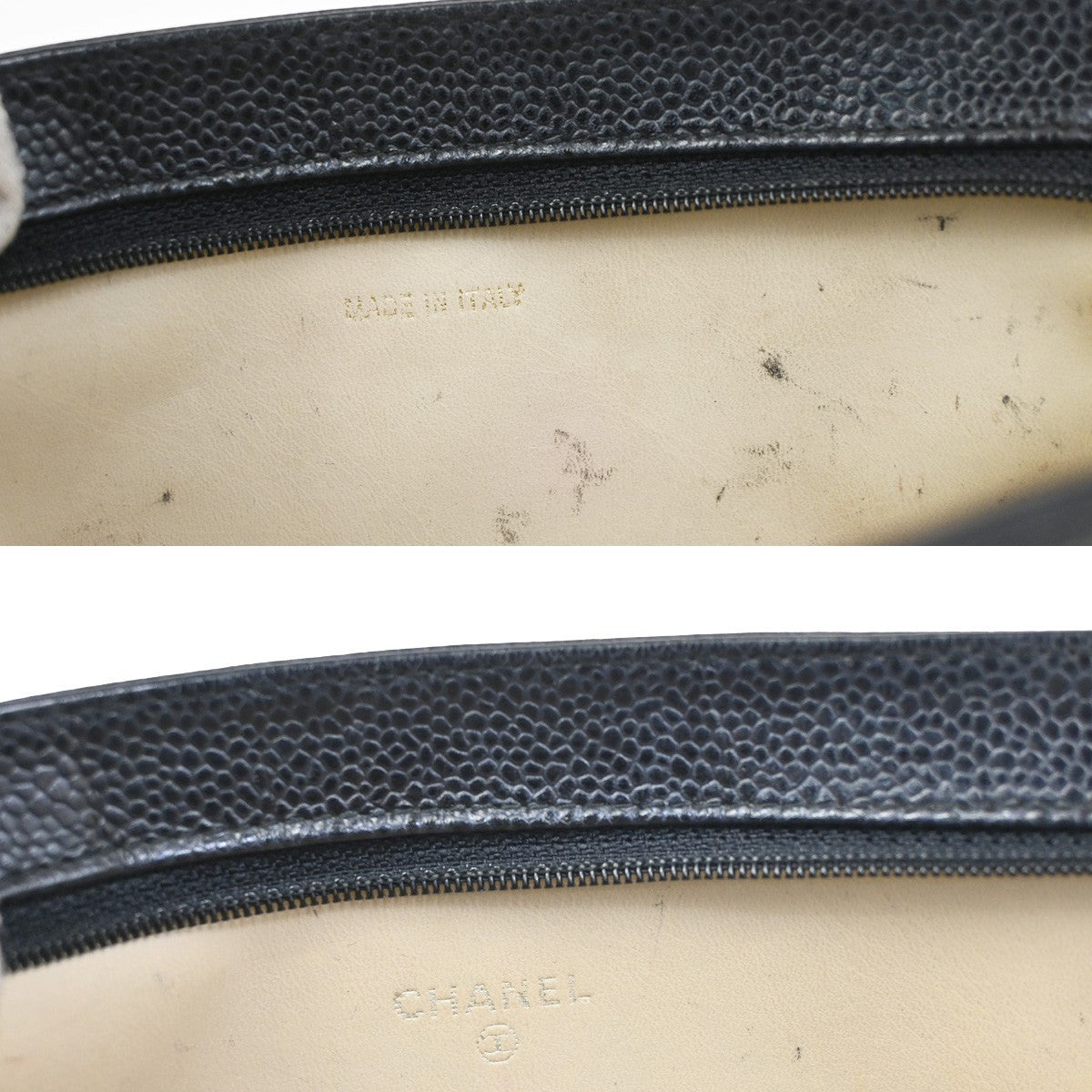 CHANEL CC Logo Cosmetic Pouch Grained Calfskin Leather Black GHW Italy 38RL979