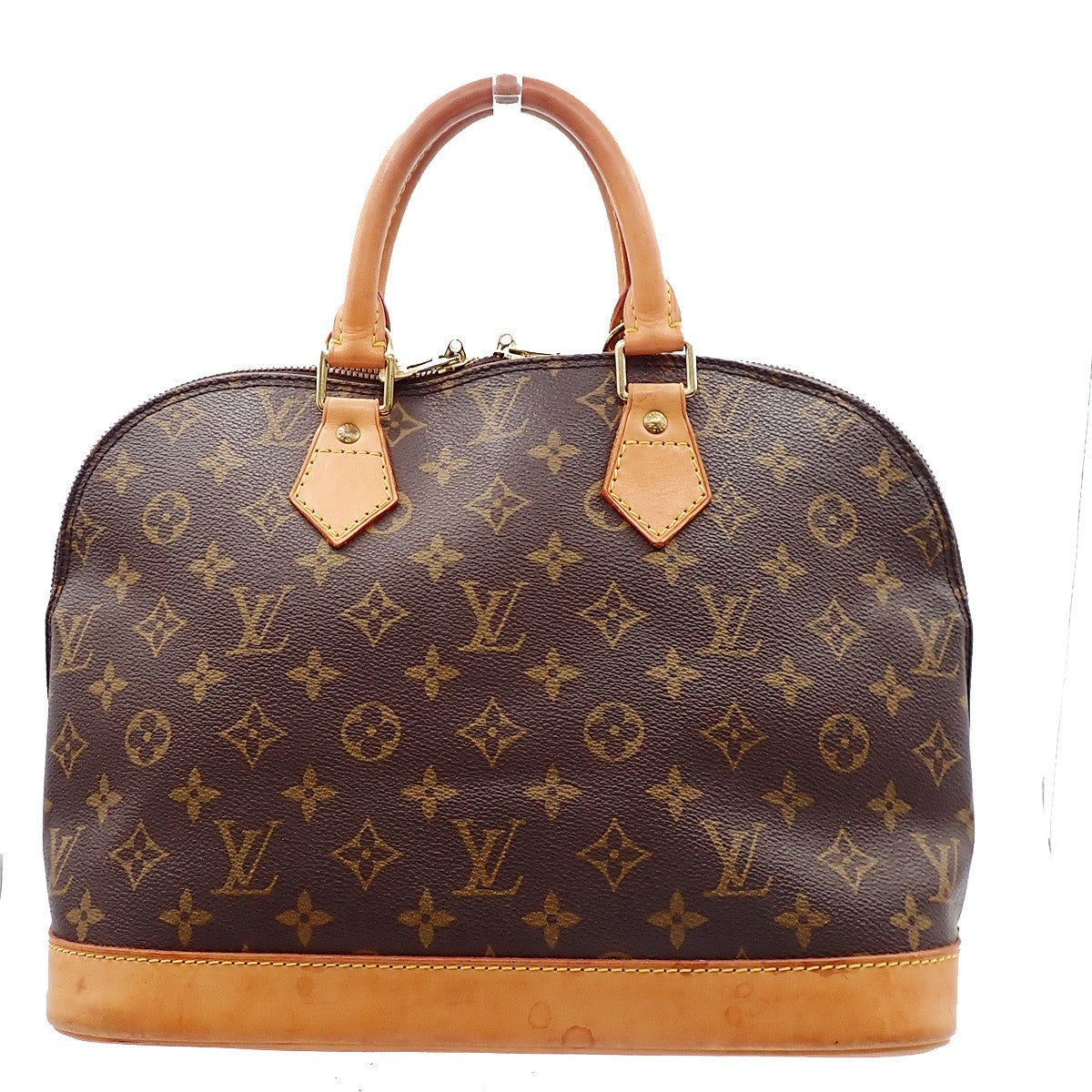 LOUIS VUITTON LV Logo Alma Hand Bag Monogram Leather Brown France M51130 88AA193