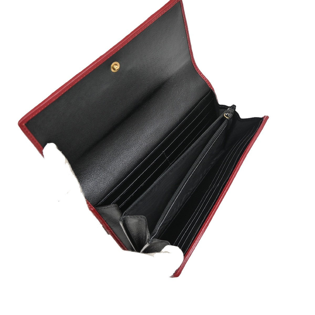 GUCCI GG Logo Marmont Continental Long Wallet Leather Black Beige Red 82RL528