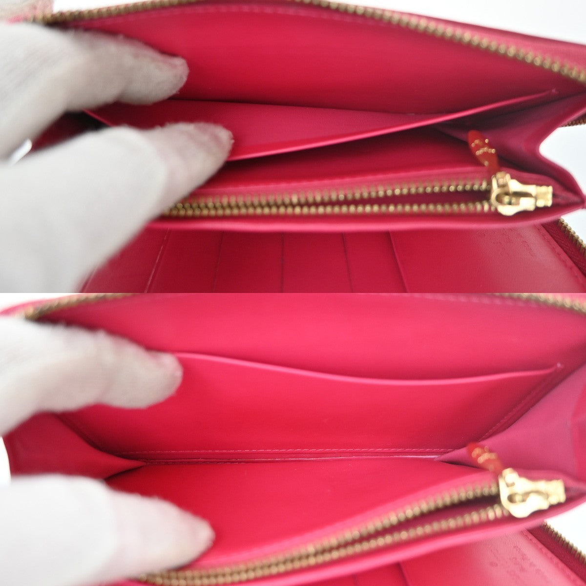 LOUIS VUITTON 2 Set Bifold Zipper Wallet Monogram Vernis Epi Pink White 60TA459