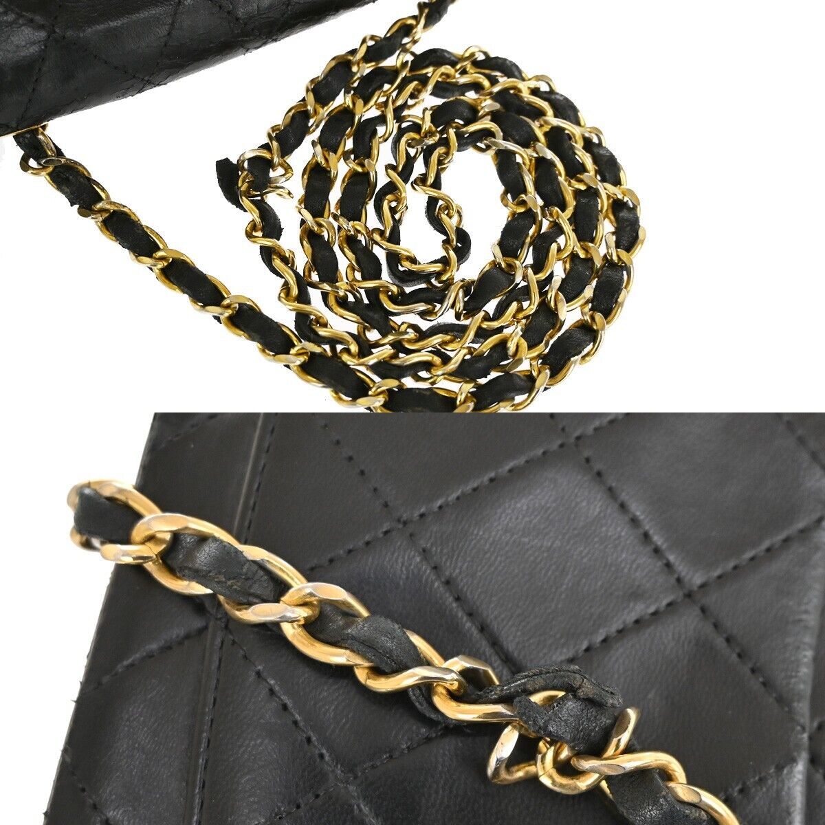 CHANEL CC Mini Matelasse Chain Shoulder Bag Leather Black GHW Vintage 691RJ256