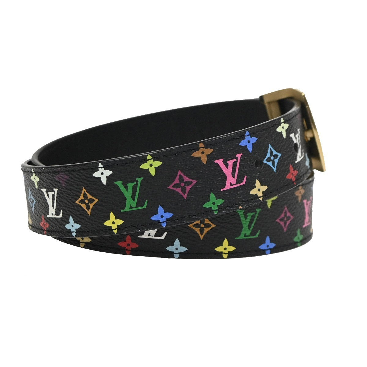 LOUIS VUITTON Ceinture LV Cut Buckle Belt 80/32 Monogram Multi Black 80YH977