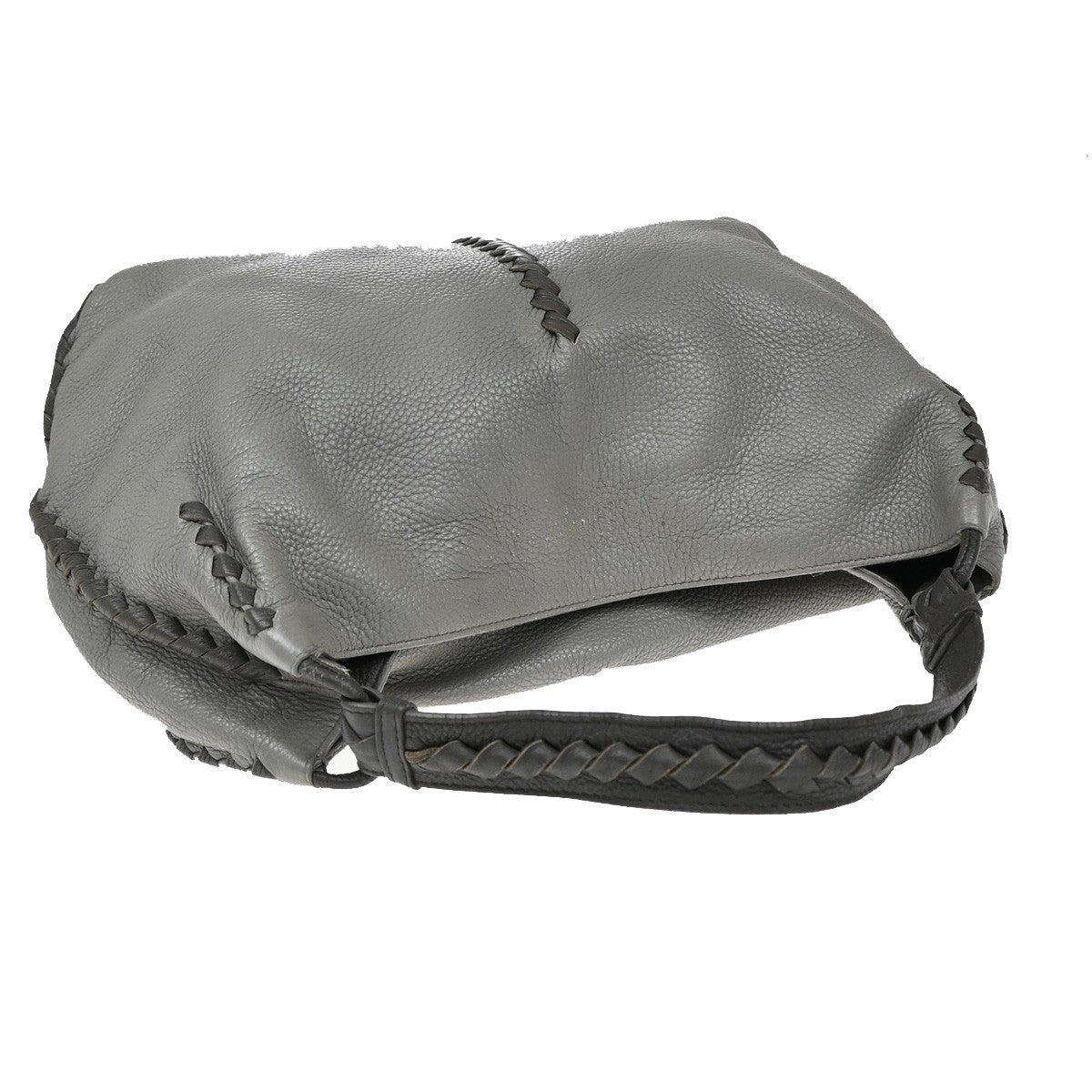 BOTTEGA VENETA Logo Hobo Shoulder Hand Bag Leather Gray Italy 31KB181