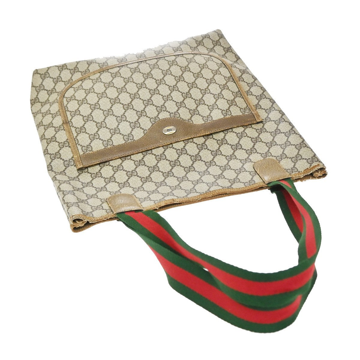 GUCCI Logo GG Sherry Line Shoulder Hand Bag PVC Leather Brown GHW Italy 02MA680