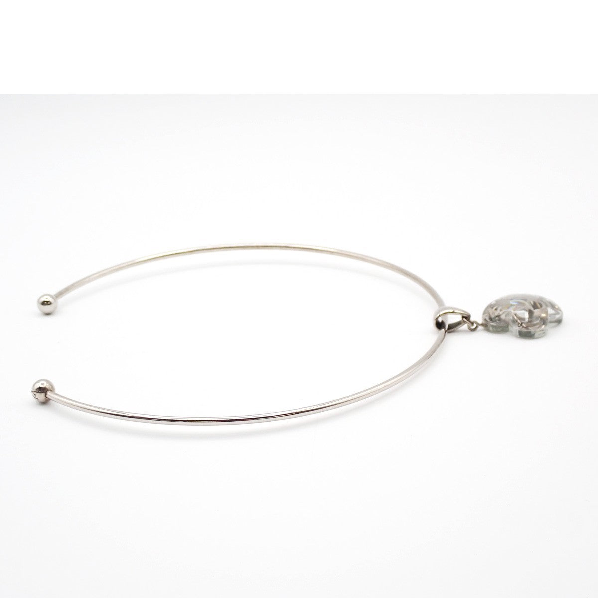 LOUIS VUITTON A La Folie Flower Resin Choker Necklace Silver M65667 64RL892