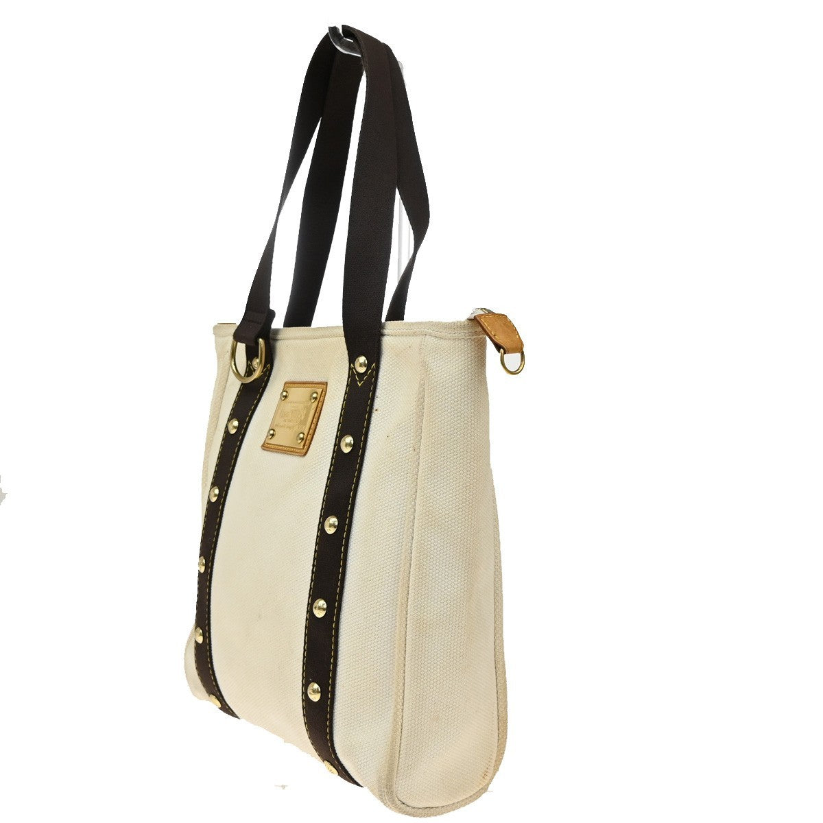LOUIS VUITTON Cabas MM Shoulder Bag Antigua Canvas Leather White M40036 62KB503