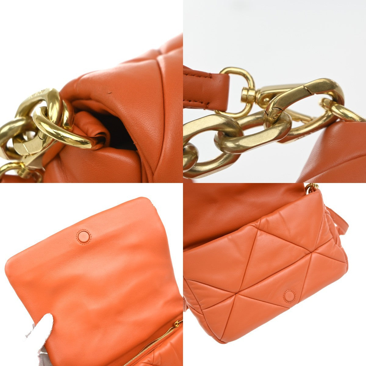 PRADA System Patchwork 2way Shoulder Hand Bag Nappa Leather Orange 620RF990