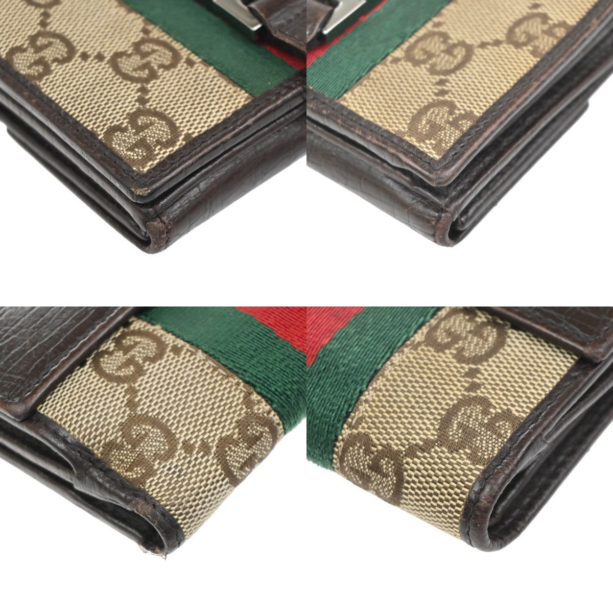 GUCCI Jackie GG Pattern Sherry Line Bifold Wallet Canvas Leather BE BN 07KC936