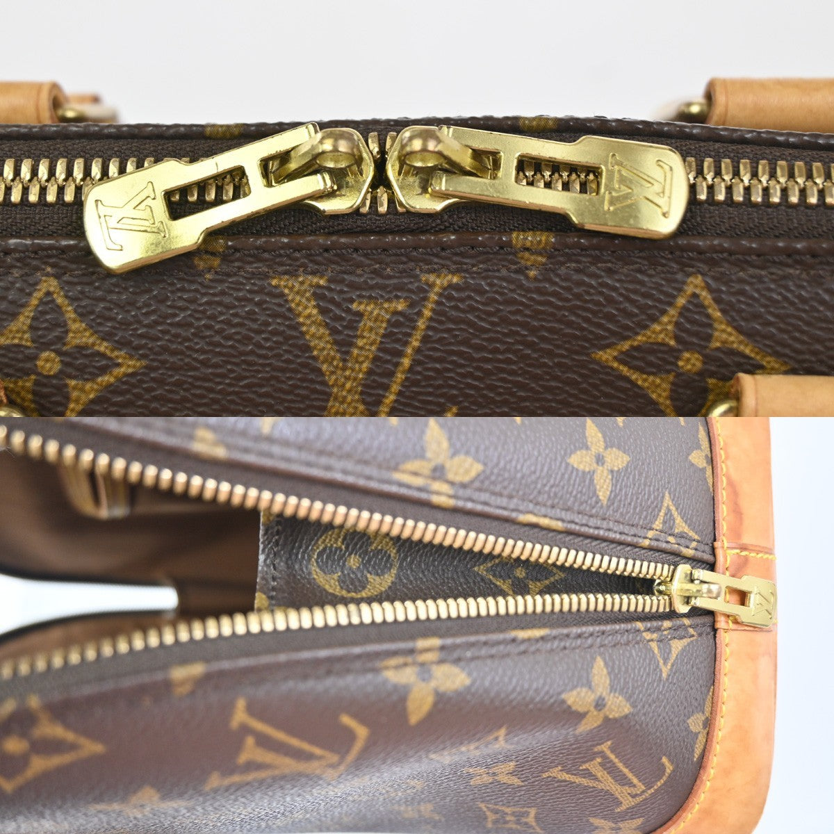 LOUIS VUITTON LV Logo Alma Hand Bag Monogram Leather Brown France M51130 73TA598