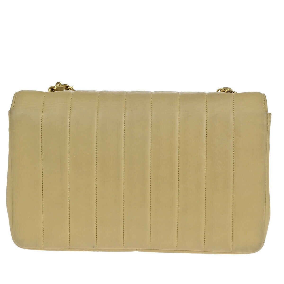 CHANEL CC Logo Mademoiselle Chain Shoulder Bag Leather Beige GHW France 373RK186