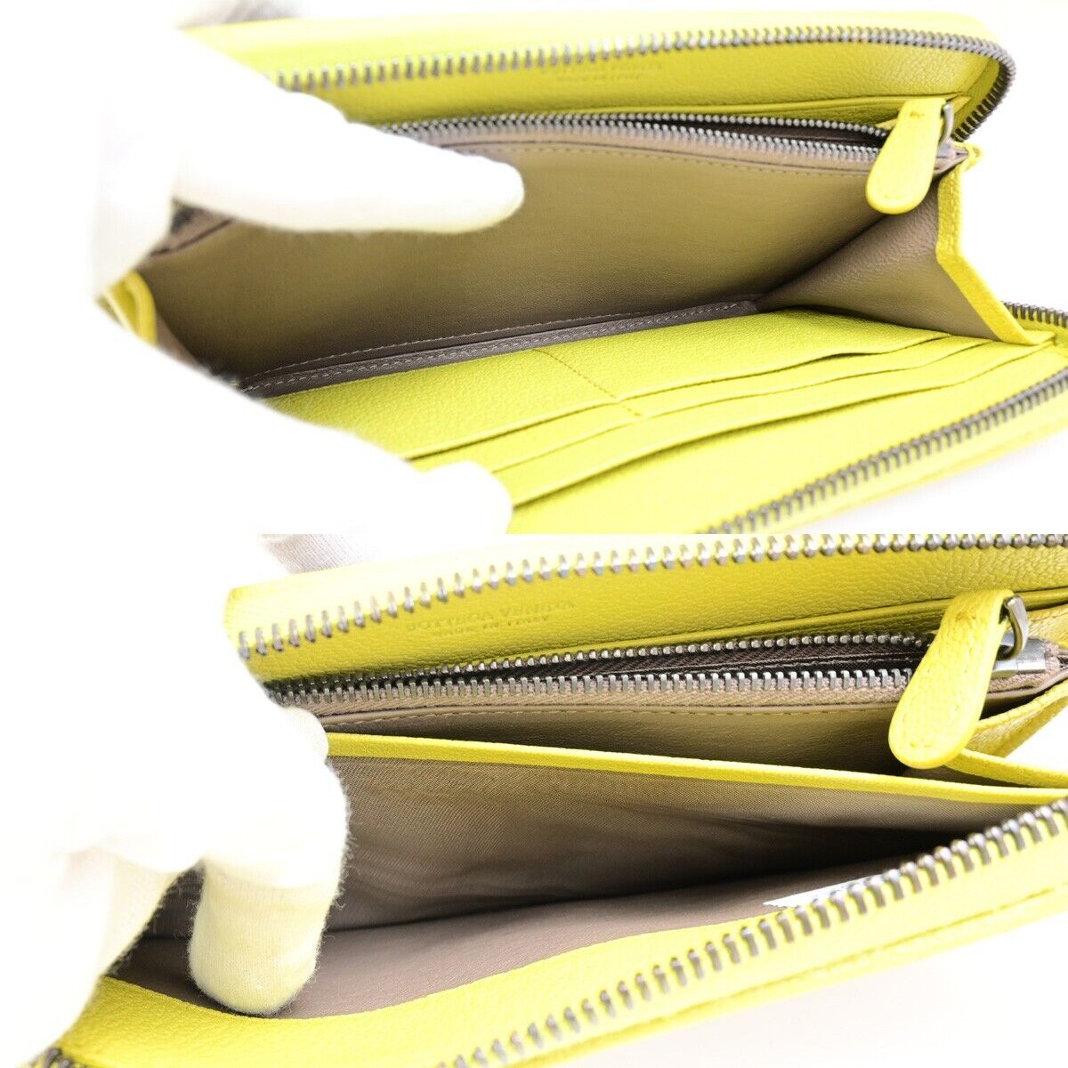 BOTTEGA VENETA Intrecciato Long Zipper Around Wallet Purse Leather Gray 35FB179