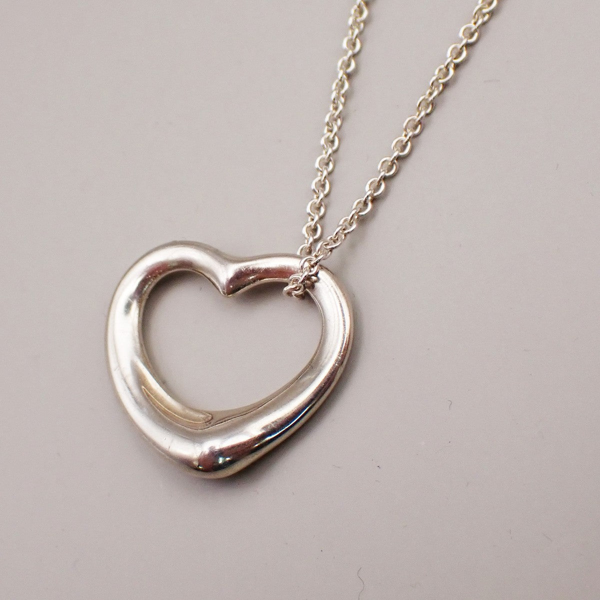 TIFFANY & CO. Open Heart 22mm Chain Necklace Ag 925 Elsa Peretti Silver 02YH732
