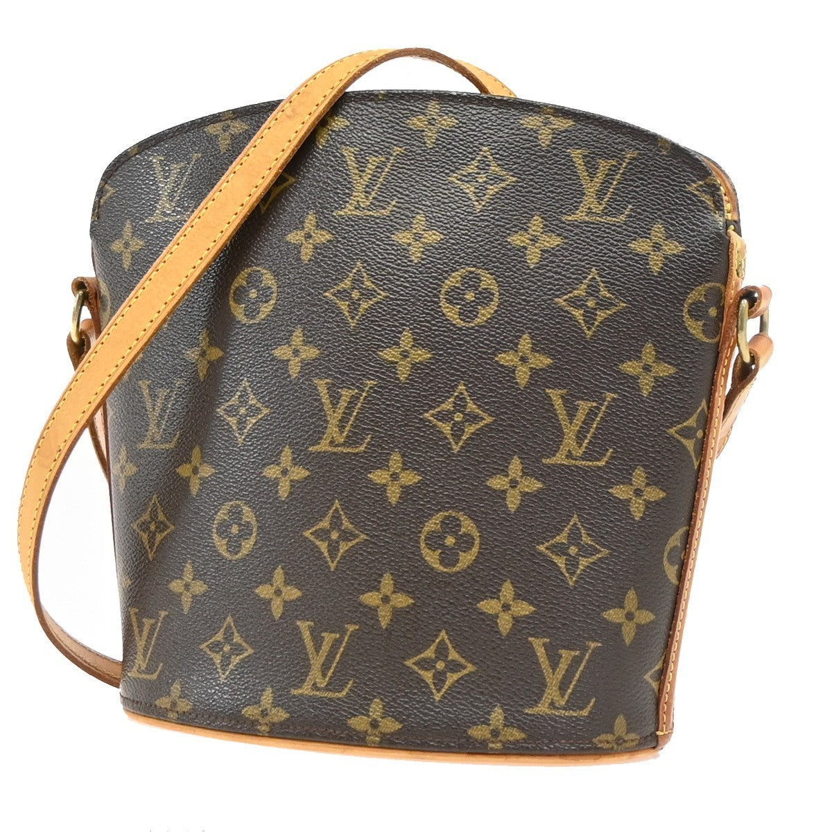 LOUIS VUITTON Logo Drouot Shoulder Bag Monogram Leather Brown M51290 79PA009