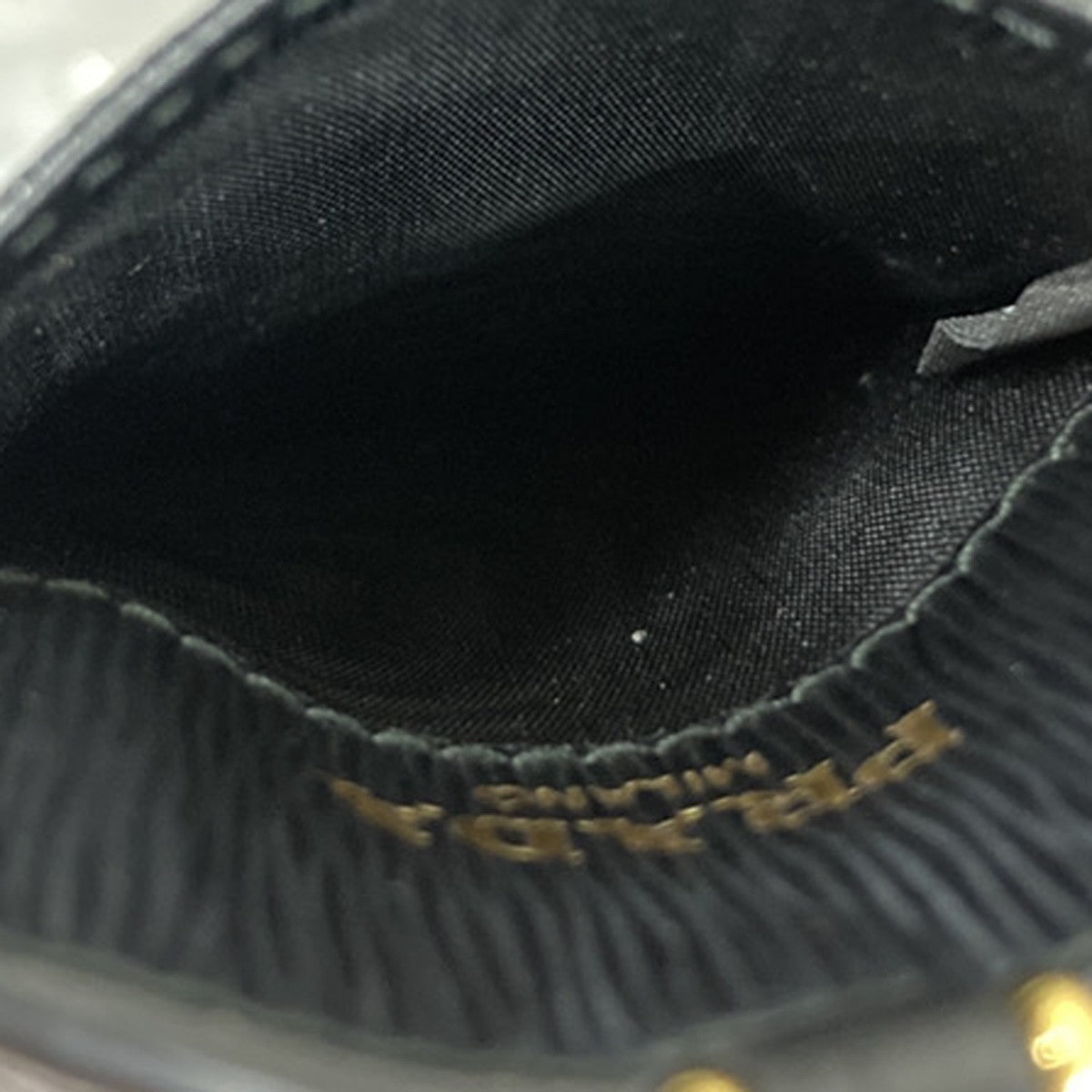 PRADA Logo Strap Card Pass Case Leather Black GHW 65RP149