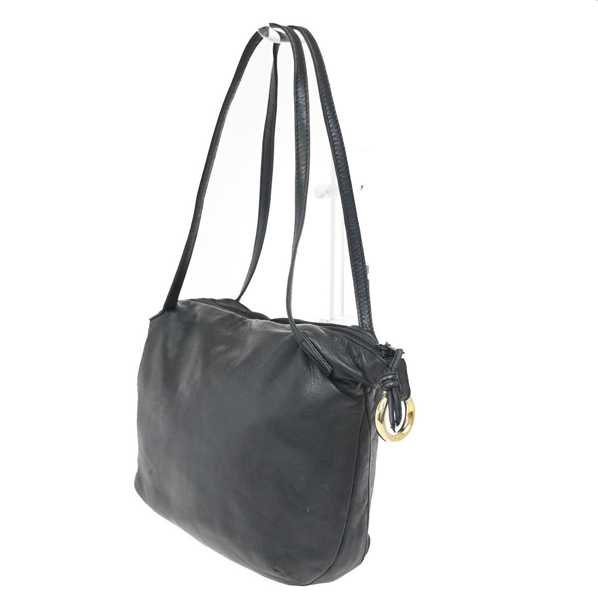 LOEWE LOGO Anagram Shoulder Hand Bag Nappa Leather Canvas Black GHW 60ZA277
