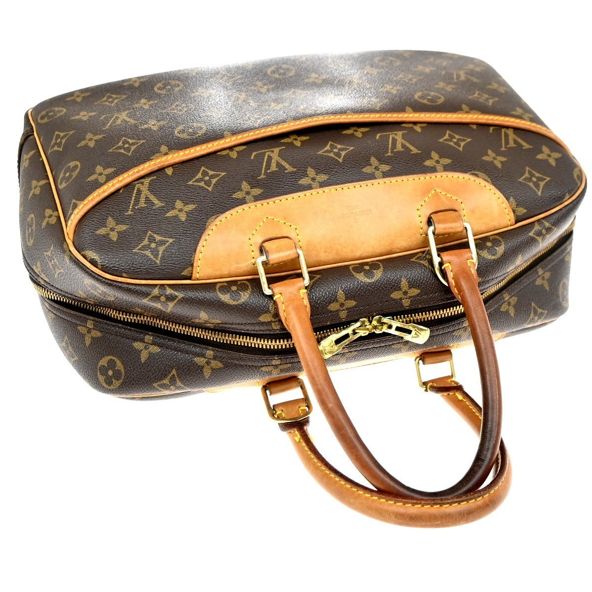 LOUIS VUITTON LV Logo Deauville Hand Bag Monogram Leather Brown M47270 86EG160