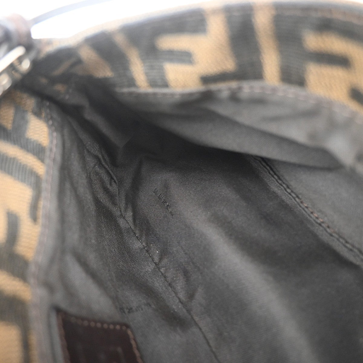 FENDI Logo Mamma Zucca Pattern Shoulder Bag Canvas Leather Brown Italy 46RF664