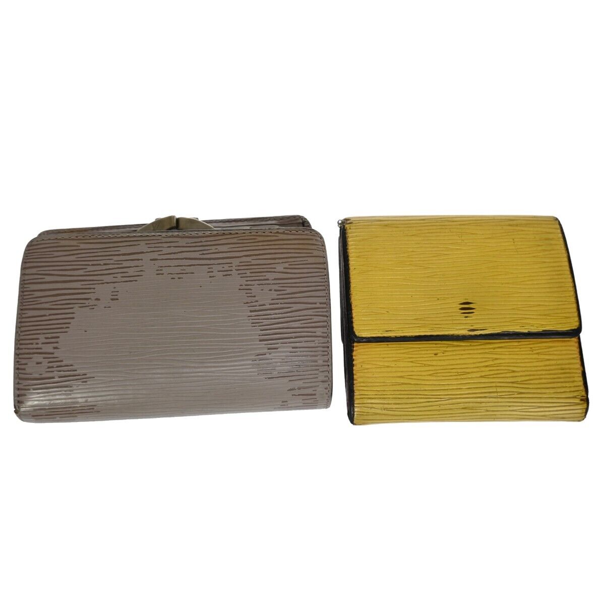 LOUIS VUITTON LV 2 Set Bifold Trifold Wallet Epi Leather Yellow Lilac 07EA201