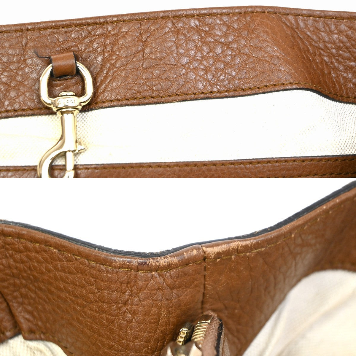 GUCCI Logo Bamboo Shoulder Tote Bag Leather Brown GHW Italy 35KC218
