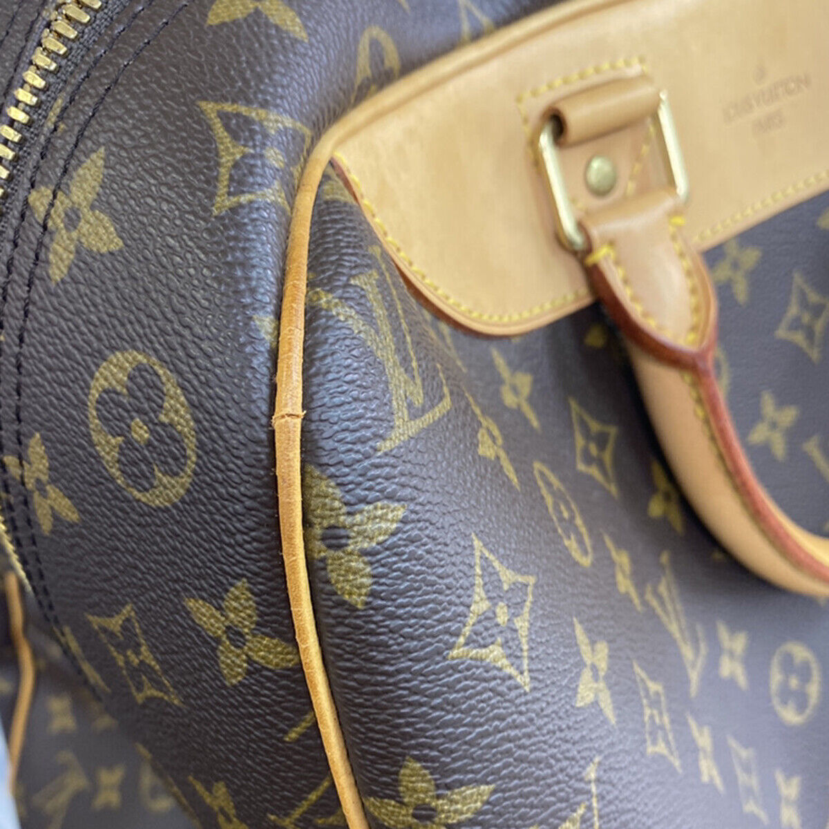 LOUIS VUITTON LV Logo Evasion Hand Bag Monogram Leather Brown M41443 75RK672