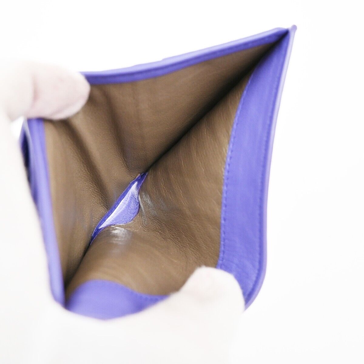 BOTTEGA VENETA Logo Intrecciato Bifold Compact Wallet Leather Purple 62EE110