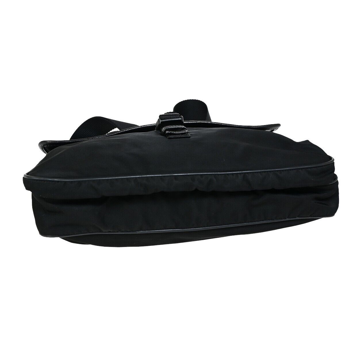 PRADA MILANO Logo Tessuto Shoulder Bag Nylon Leather Black  Italy 87SH932