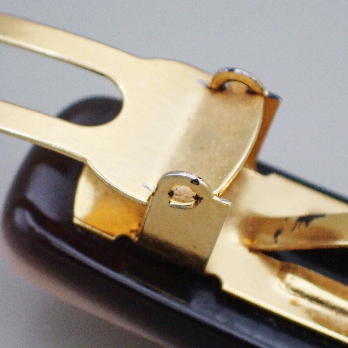 CHANEL Logo Hair Clip Barrette Accessory Black Pink Gold Made in France 33RJ980