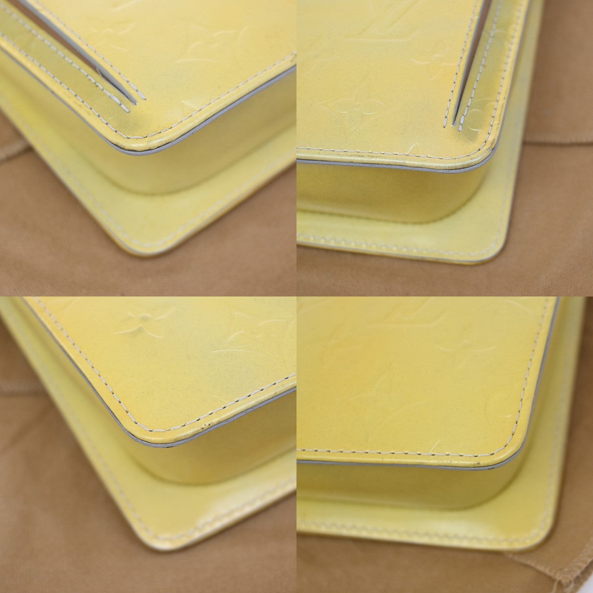 LOUIS VUITTON Mott Shoulder Bag Monogram Vernis Lime Yellow M91059 63KB273