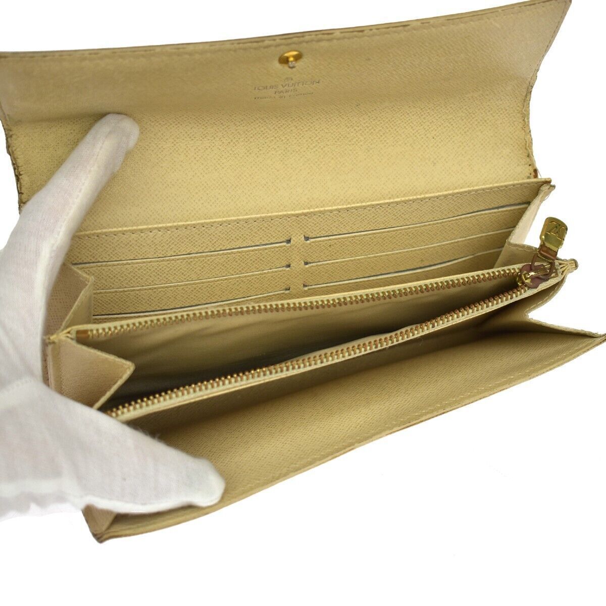 LOUIS VUITTON 3 Set Bifold Wallet Damier Azur Taiga Leather White BN GN 66GA241