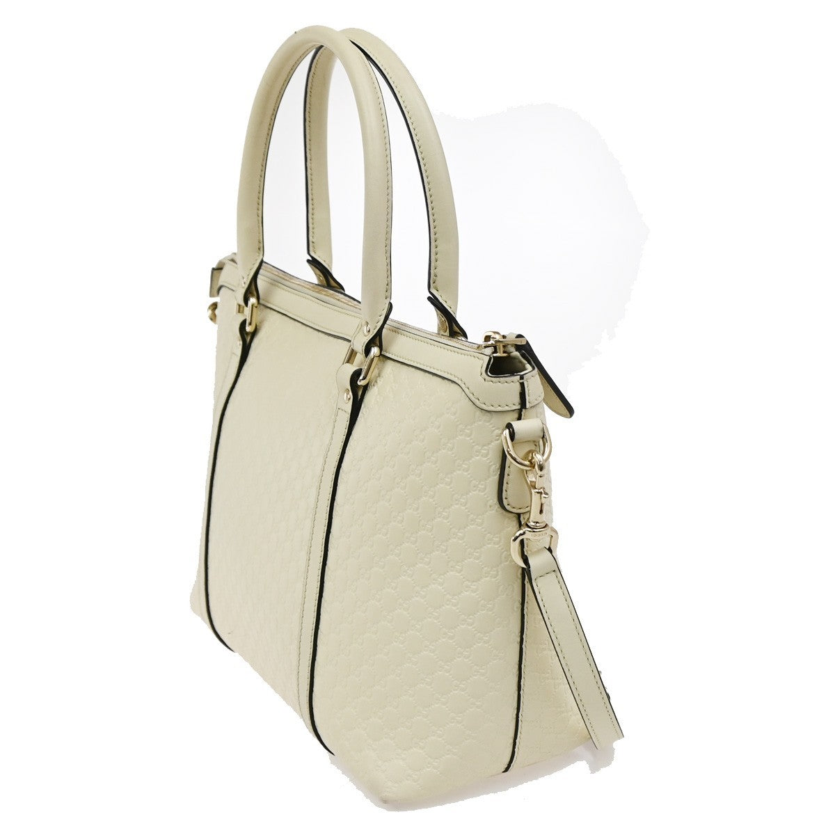 GUCCI Micro GG Guccissima 2Way Shoulder Hand Bag Leather White Italy 23KB342