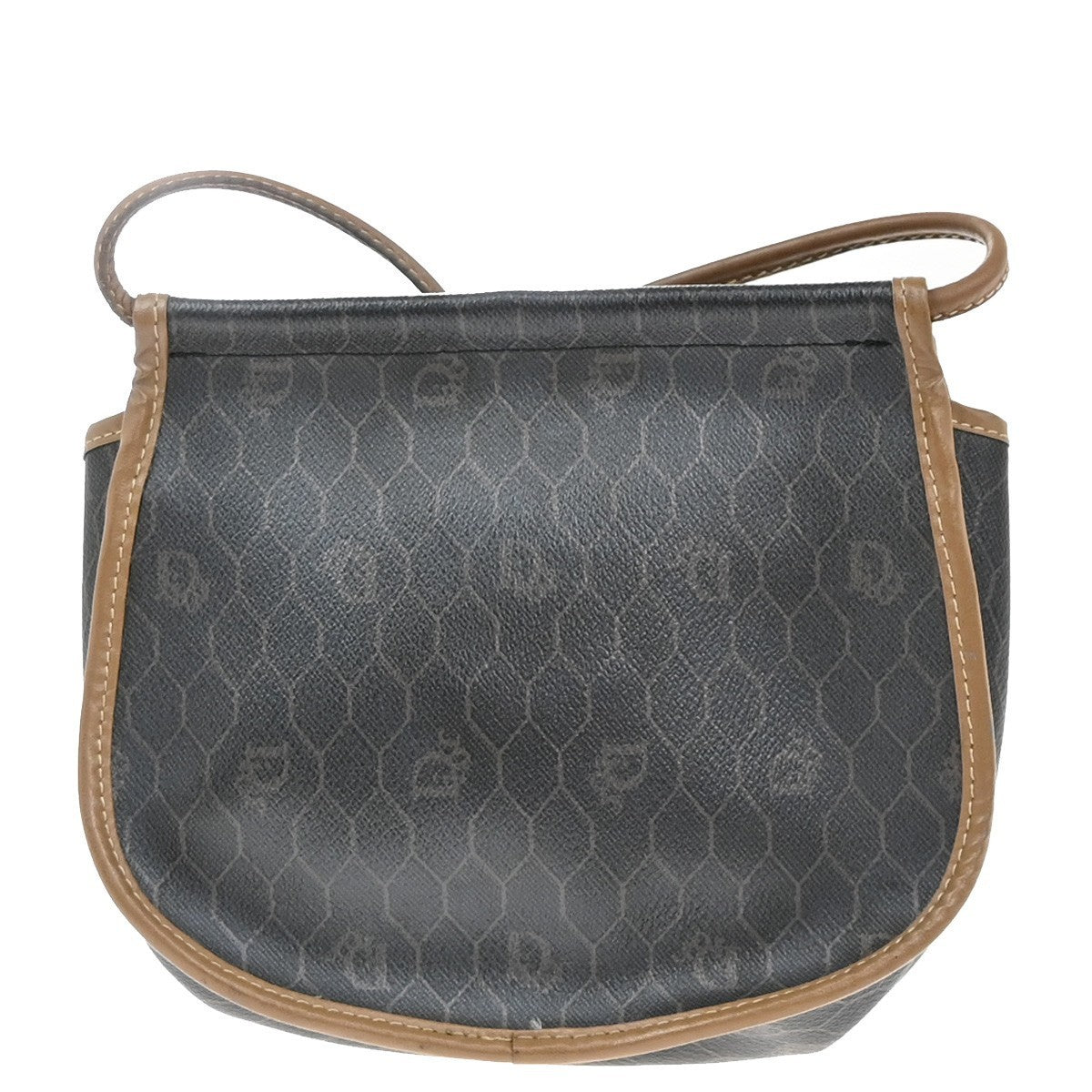 CHRISTIAN DIOR Logo Honeycomb Mini Shoulder Bag PVC Leather Brown GHW 61KP075