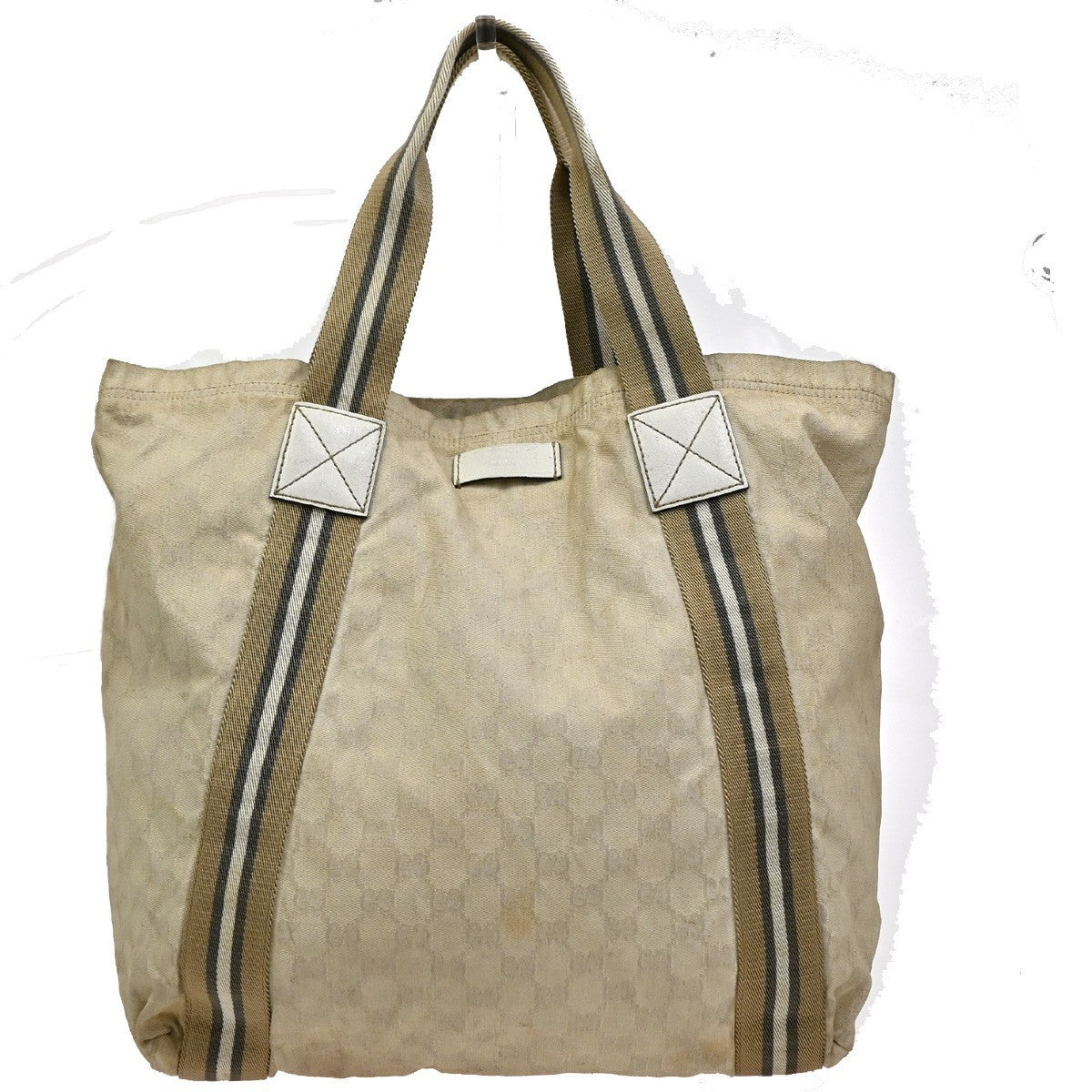 GUCCI Logo GG Pattern Shoulder Bag Canvas Leather Beige Italy 63EG210
