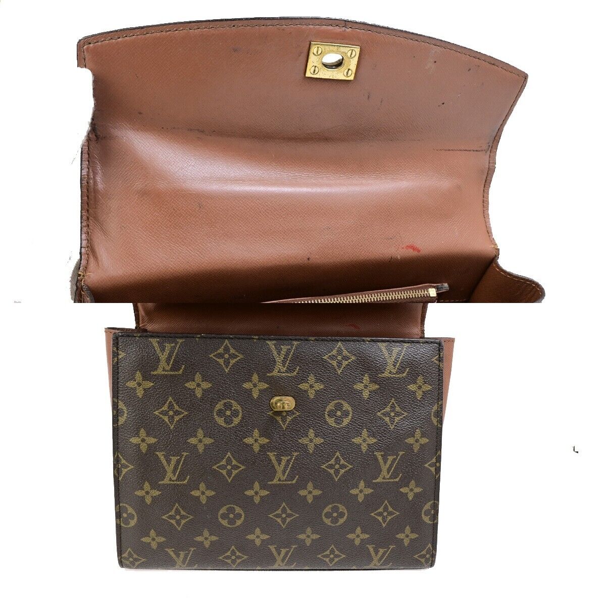 LOUIS VUITTON LV Logo Malesherbes Hand Bag Monogram Leather Brown M51379 65SJ507