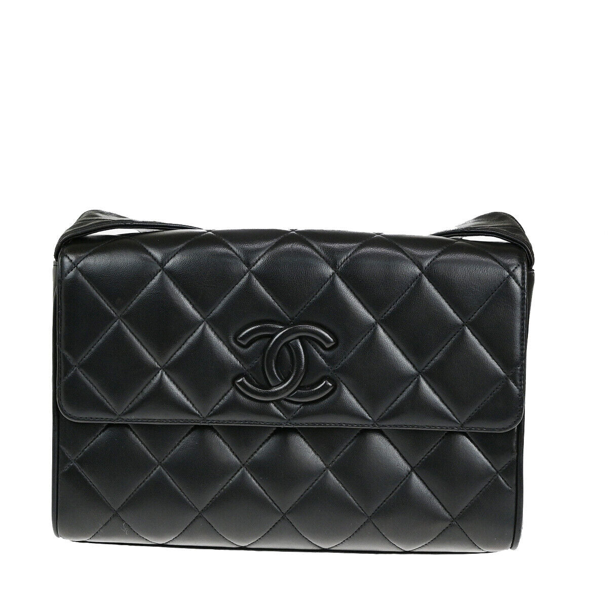 CHANEL CC Logo Matelasse Shoulder Bag Lambskin Leather BK GHW Vintage 321RK697