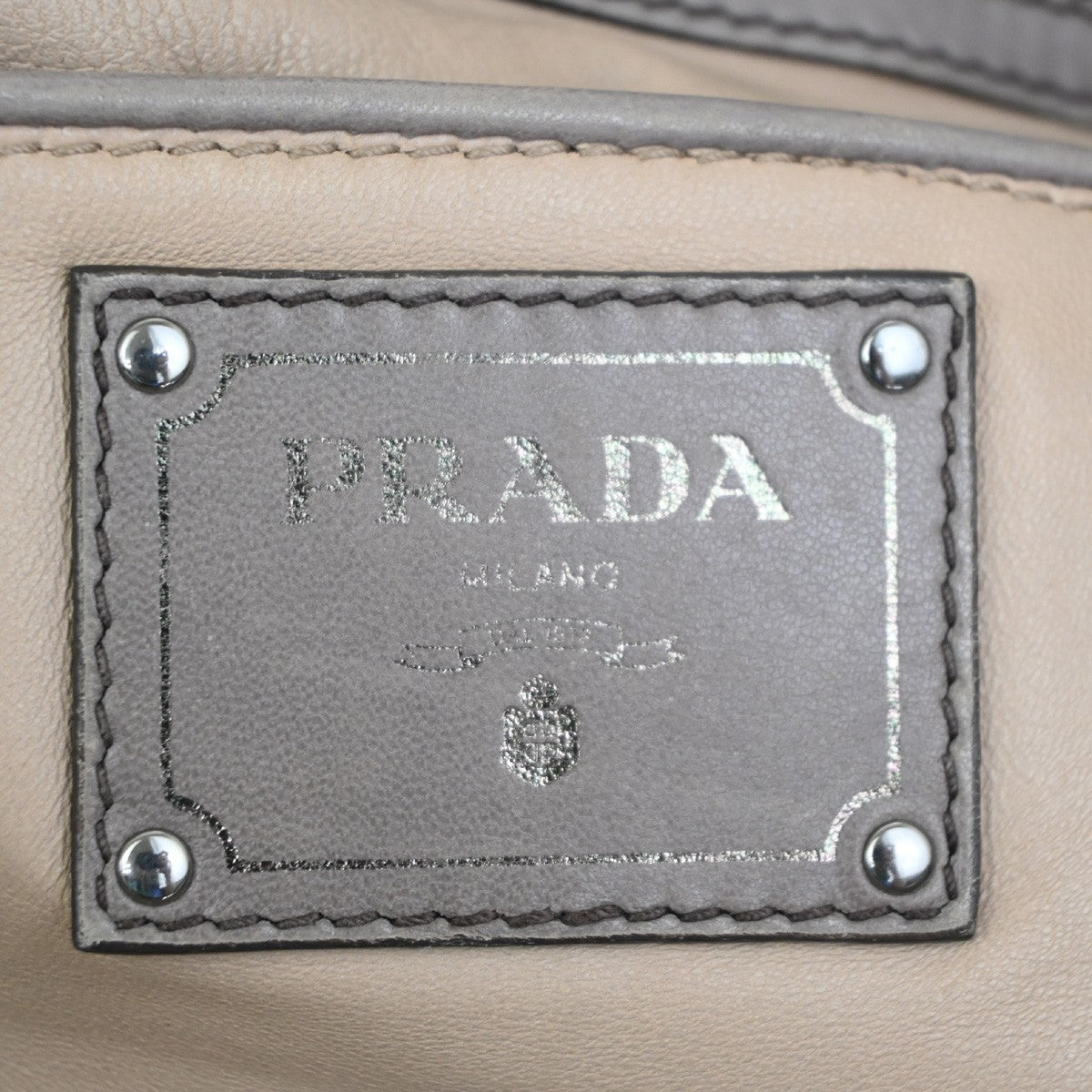 PRADA Logo Gaufre 2Way Shouler Hand Bag Leather Gray SHW Italy 35YJ258