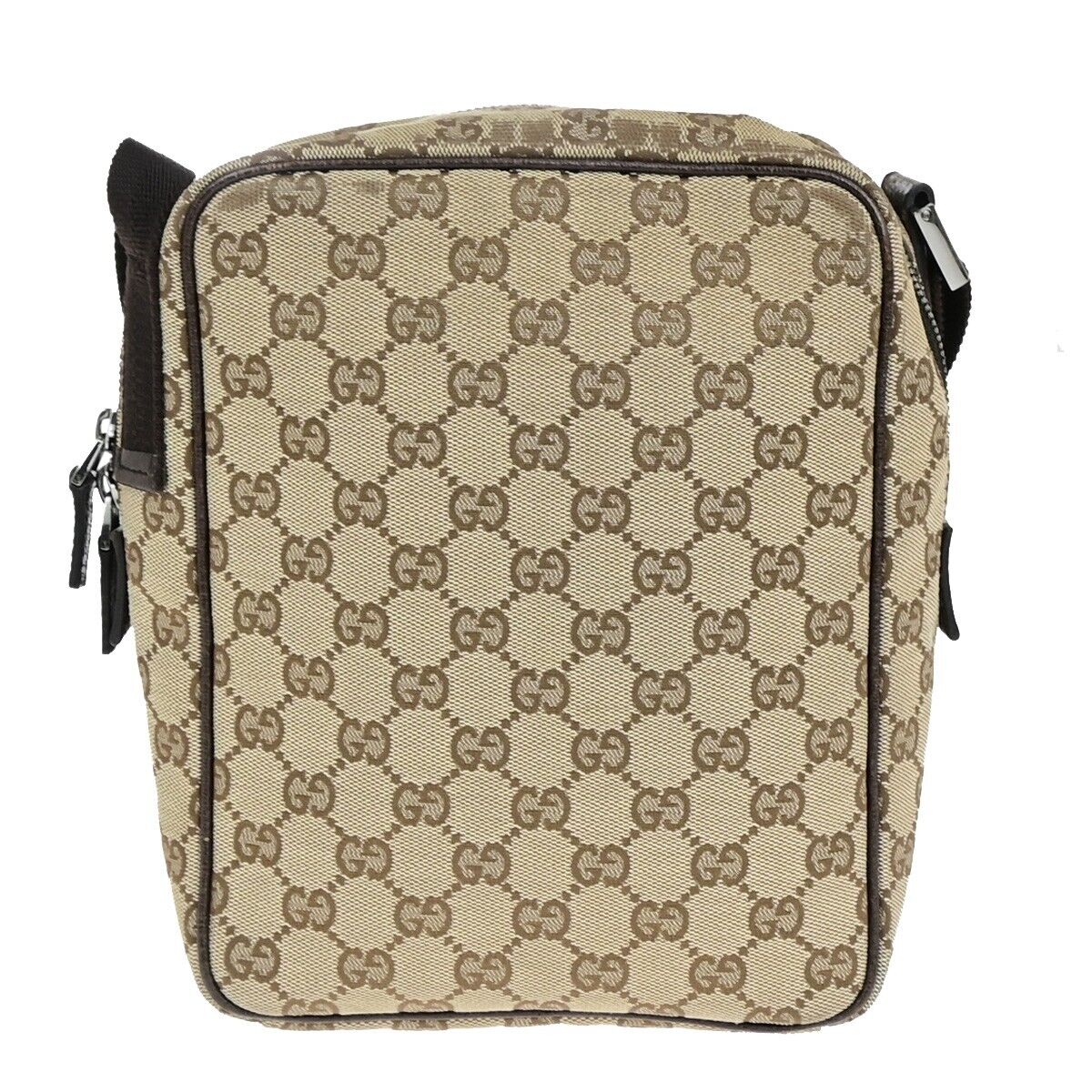 GUCCI Logo GG Pattern Crossbody Shoulder Bag Canvas Leather Brown SHW 69EC910