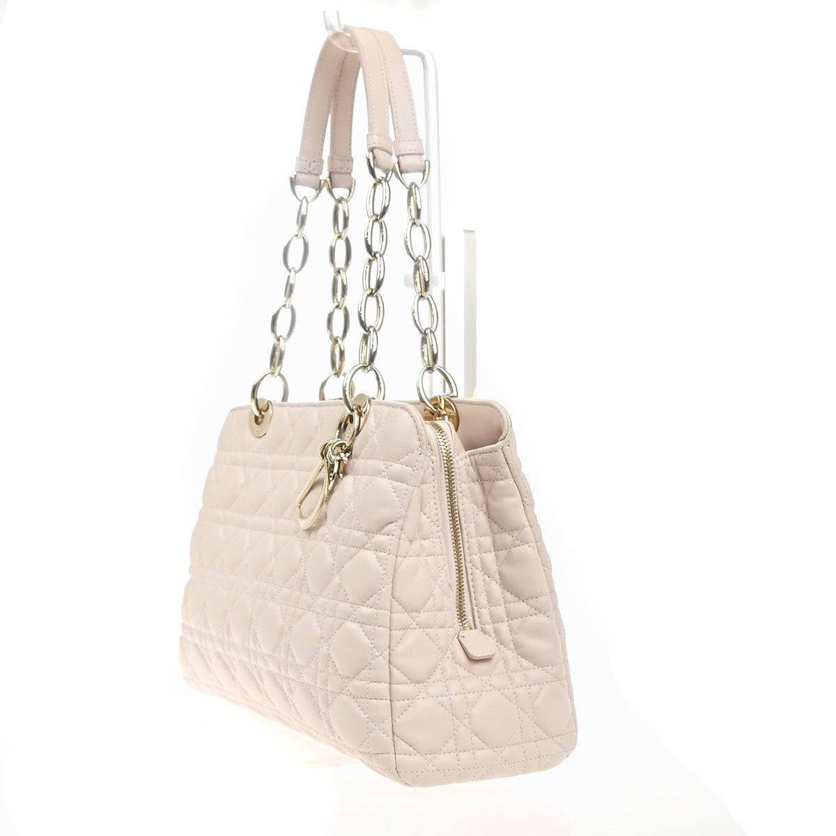 CHRISTIAN DIOR Logo Cannage Chain Shoulder Bag Leather Pink GHW Italy 689RL954